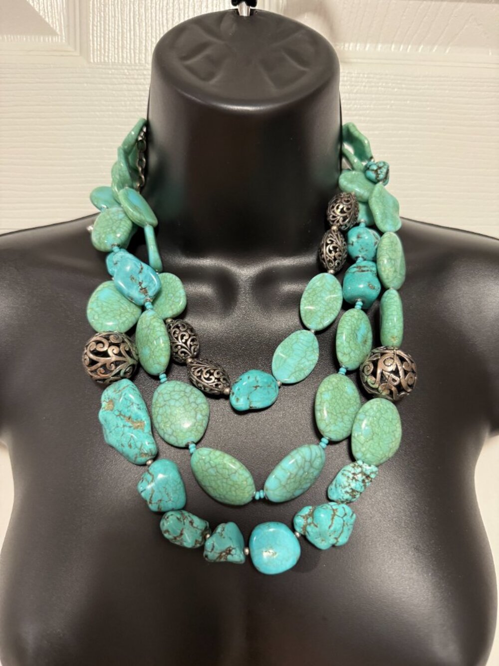 Chico's Faux Turquoise Silver Necklace - Picture 9 of 16
